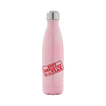 Best employee of the year, Metal mug thermos Pink Iridiscent (Stainless steel), double wall, 500ml