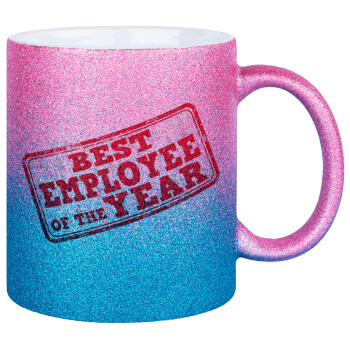 Best employee of the year, Κούπα Χρυσή/Μπλε Glitter, κεραμική, 330ml