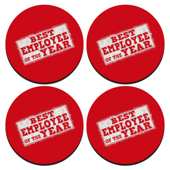 Best employee of the year, SET of 4 round wooden coasters (9cm)