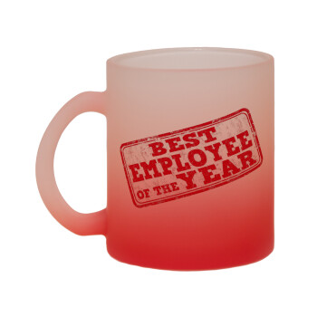 Best employee of the year, Κούπα γυάλινη δίχρωμη με βάση το κόκκινο ματ, 330ml