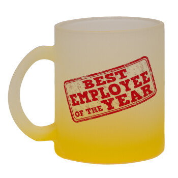 Best employee of the year, Κούπα γυάλινη δίχρωμη με βάση το κίτρινο ματ, 330ml
