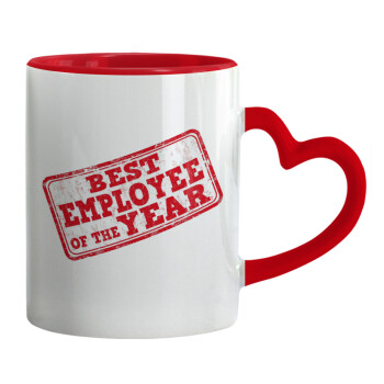 Best employee of the year, Mug heart red handle, ceramic, 330ml