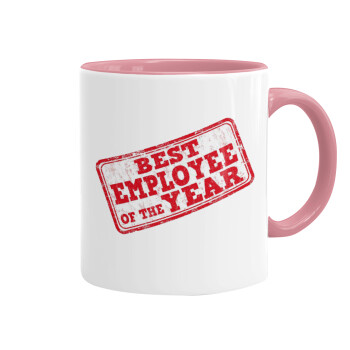 Best employee of the year, Mug colored pink, ceramic, 330ml