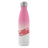 Metal mug thermos Pink/White (Stainless steel), double wall, 500ml