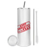 Tumbler stainless steel 600ml, with metal straw & cleaning brush
