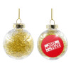 Transparent Christmas tree ball ornament with gold filling 8cm