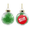 Transparent Christmas tree ball ornament with green filling 8cm