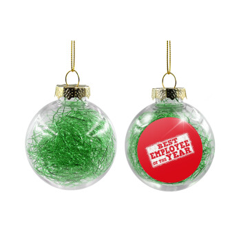 Best employee of the year, Χριστουγεννιάτικη μπάλα δένδρου διάφανη με πράσινο γέμισμα 8cm