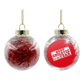 Best employee of the year, Transparent Christmas tree ball ornament with red filling 8cm