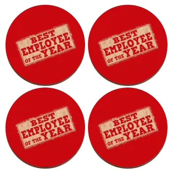 Best employee of the year, ΣΕΤ x4 Σουβέρ ξύλινα στρογγυλά plywood (9cm)