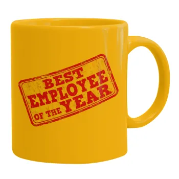 Best employee of the year, Ceramic coffee mug yellow, 330ml