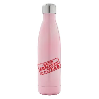 Best employee of the year, Metal mug thermos Pink Iridiscent (Stainless steel), double wall, 500ml