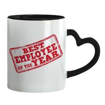 Best employee of the year, Mug heart black handle, ceramic, 330ml
