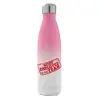 Metal mug thermos Pink/White (Stainless steel), double wall, 500ml