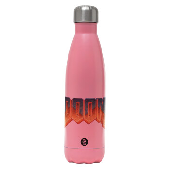 DOOM, Μεταλλικό παγούρι θερμός Ροζ Ματ (Stainless steel), διπλού τοιχώματος, 500ml