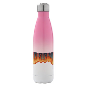 DOOM, Metal mug thermos Pink/White (Stainless steel), double wall, 500ml