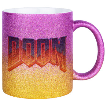 DOOM, Κούπα Χρυσή/Ροζ Glitter, κεραμική, 330ml