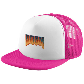 DOOM, Καπέλο Ενηλίκων Soft Trucker με Δίχτυ Pink/White (POLYESTER, ΕΝΗΛΙΚΩΝ, UNISEX, ONE SIZE)
