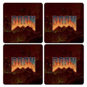 DOOM, ΣΕΤ 4 Σουβέρ ξύλινα τετράγωνα (9cm)