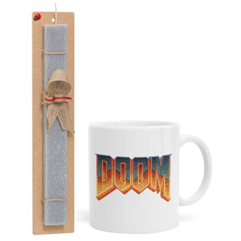 DOOM, Easter Set, Ceramic Cup (330ml) & Easter aromatic flat candle (30cm) (GRAY)