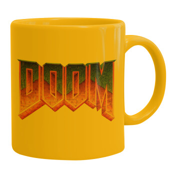DOOM, Ceramic coffee mug yellow, 330ml (1pcs)
