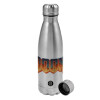 Metallic water bottle, stainless steel, 750ml