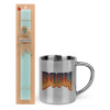 Easter Set, metallic thermal cup (300ml) & aromatic flat Easter candle (30cm) (TURQUOISE)