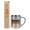 Easter Set, metallic thermal cup (300ml) & Easter aromatic flat candle (30cm) (GRAY)