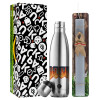 Easter Set, metallic stainless thermos flask (500ml) & scented flat Easter candle (30cm) (GRAY)