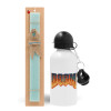 Easter Set, metallic aluminum water bottle (500ml) & scented flat candle (30cm) (TURQUOISE)