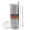 Tumbler stainless steel Silver 600ml, with metal straw & cleaning brush