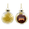 Transparent Christmas tree ball ornament with gold filling 8cm