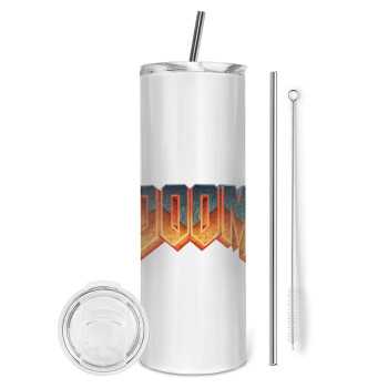 DOOM, Eco friendly stainless steel tumbler 600ml, with metal straw & cleaning brush