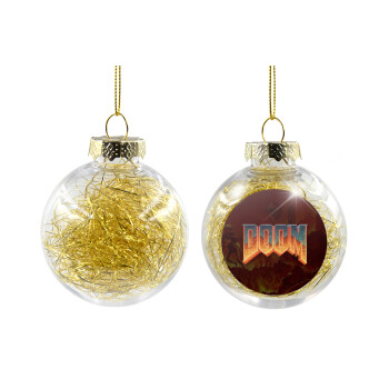 DOOM, Χριστουγεννιάτικη μπάλα δένδρου διάφανη με χρυσό γέμισμα 8cm