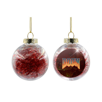 DOOM, Transparent Christmas tree ball ornament with red filling 8cm