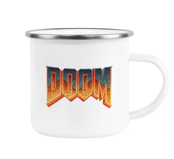 DOOM — Metallic enamel cup white 360ml