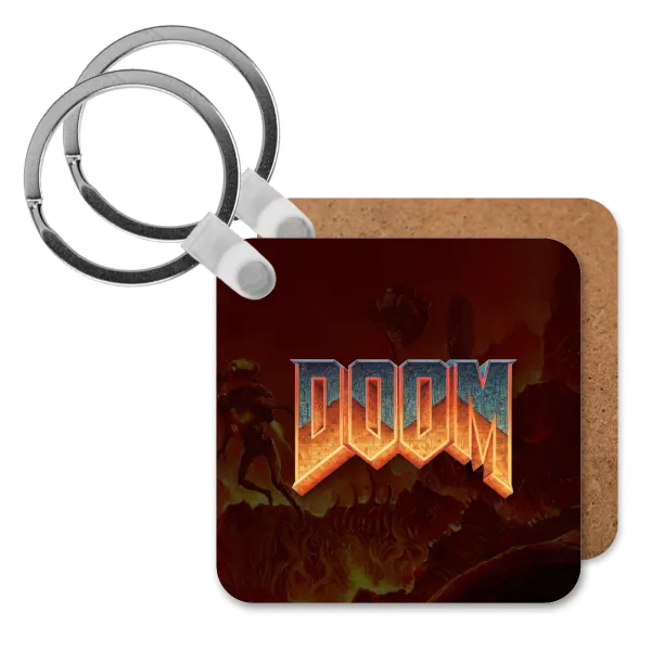 DOOM — Square wooden MDF keychain