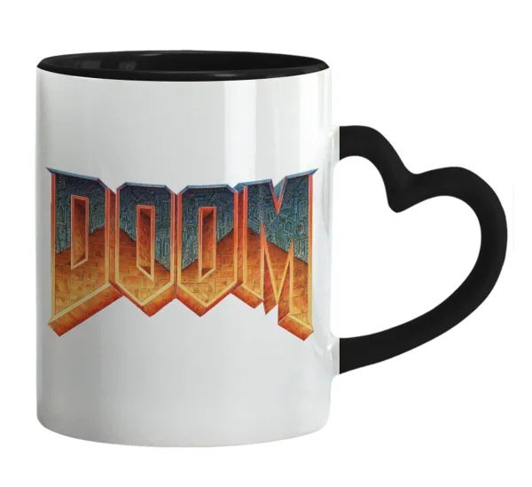 DOOM — Mug heart black handle, ceramic, 330ml