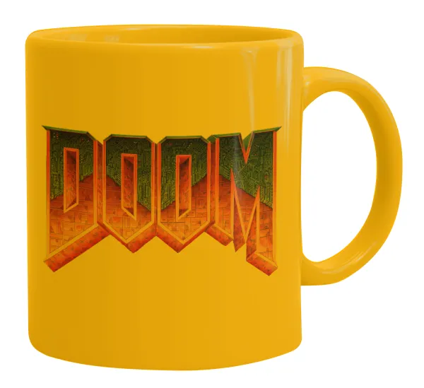 DOOM — Ceramic coffee mug yellow, 330ml