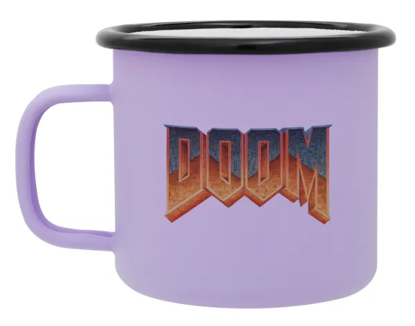 DOOM — Metal enamel mug, matte light pastel purple, 360ml