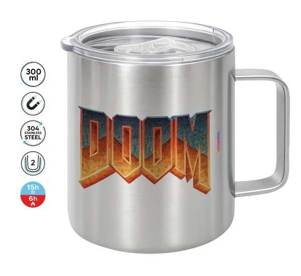 DOOM — Double-walled stainless steel mug 300ml with temperature-retaining lid