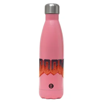 DOOM, Μεταλλικό παγούρι θερμός Ροζ Ματ (Stainless steel), διπλού τοιχώματος, 500ml