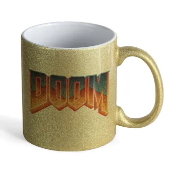 DOOM, Κούπα Χρυσή Glitter που γυαλίζει, κεραμική, 330ml