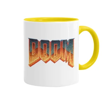 DOOM, Κούπα χρωματιστή κίτρινη, κεραμική, 330ml