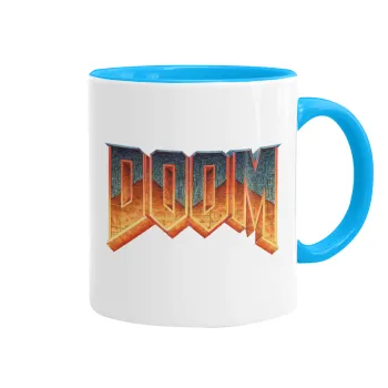 DOOM, Mug colored light blue, ceramic, 330ml