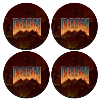 DOOM, SET of 4 round wooden coasters (9cm)