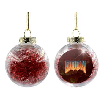 DOOM, Transparent Christmas tree ball ornament with red filling 8cm
