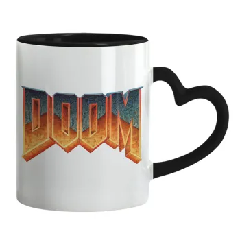 DOOM, Mug heart black handle, ceramic, 330ml