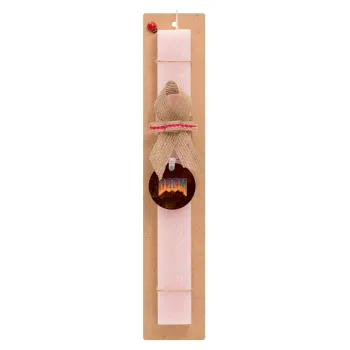 DOOM, Easter Set, wooden keychain & scented flat Easter candle (30cm) (PINK)