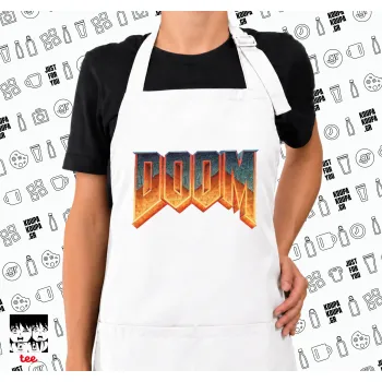 DOOM, Ποδιά μακριά Σεφ ολόσωμη με τσέπες white (ΕΝΗΛΙΚΩΝ)